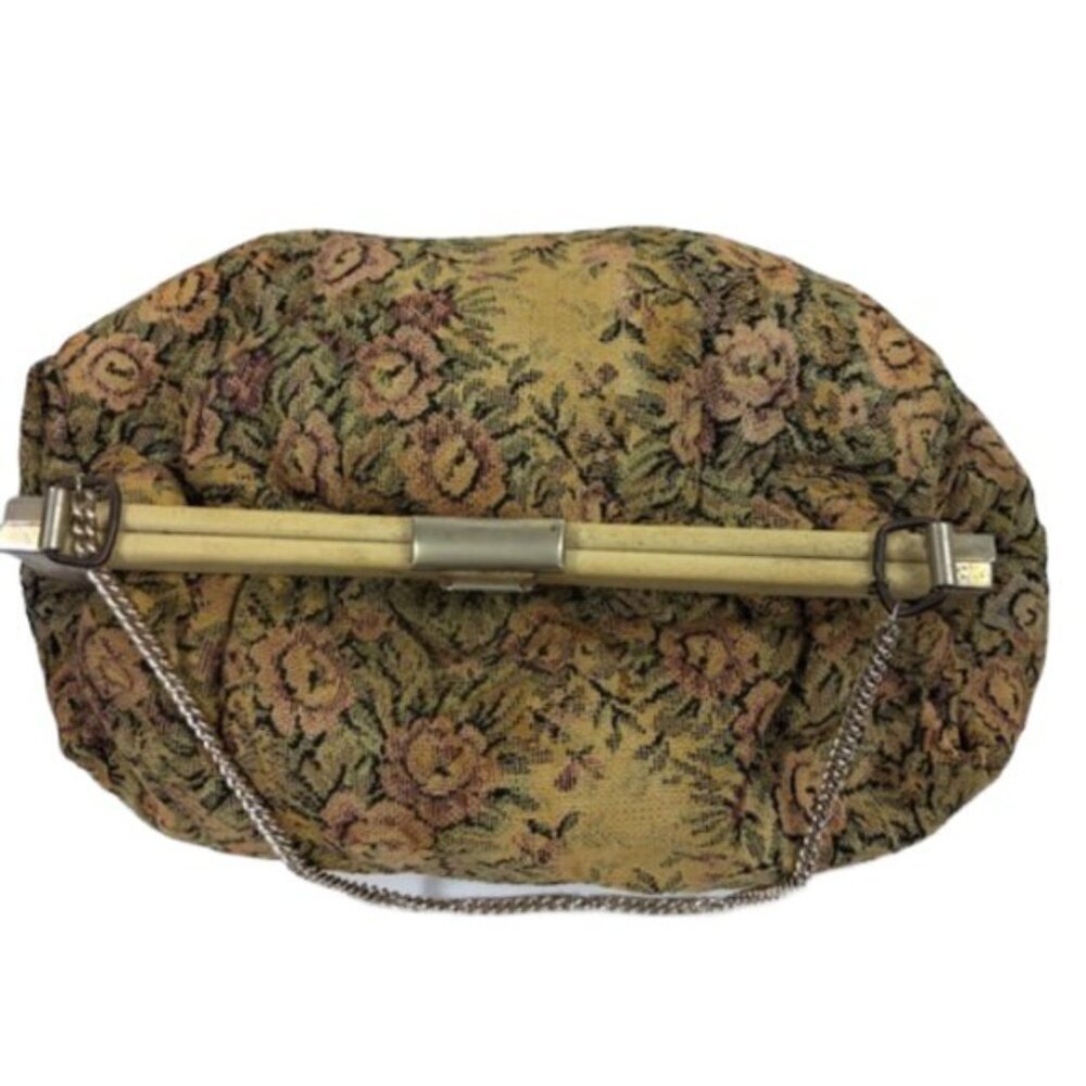 Vintage granny style carpet tapestry floral print purse bag - Picture 3 of 7